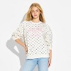 Women's Paris Fleece Graphic Pullover Sweatshirt - White Polka Dots - 2 of 3