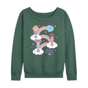 Women's - Polly Pocket - Polly Pocket Rainbows Lightweight French Terry Wide Neck Long Sleeve Shirt - 1 of 4