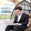 SereneLife Hanging Egg Indoor Outdoor Patio Wicker Rattan Lounge Chair with Stand - Black - 2 of 4