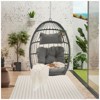 VisioGear Egg Chairs, Patio Egg Chair, Outdoor Garden Egg Swing Chair Hanging Chair for Bedroom Living Room, Dark Gray, 28.70"*28.5"*55.6" - 3 of 4