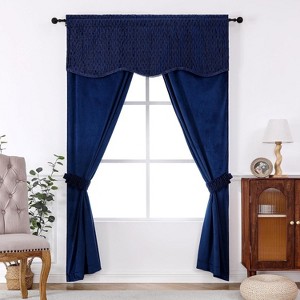 Kate Aurora Christmas Essentials Light Filtering Complete Attached Velvet Window Curtains & Valance Set - 1 of 4