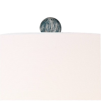 Blue Washed Polyresin Table Lamps with White Shades, Set of 2