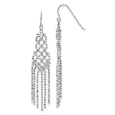 Black Bow Jewelry Diamond-cut Beaded Chandelier Earrings in 14k White Gold