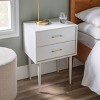 GlasFlength Nightstands Modern Nightstand Bedroom Nightstand Elegant Bedside Table with 2 Drawers for Living Room, White, 20"*15"*26" - 3 of 4