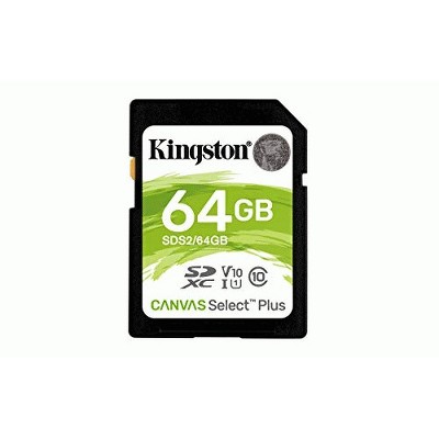  Kingston 64GB SDHC Canvas Select Plus 100MB/s Read Class 10 UHS-I U1 V10 Memory Card (SDS2/64GB) 
