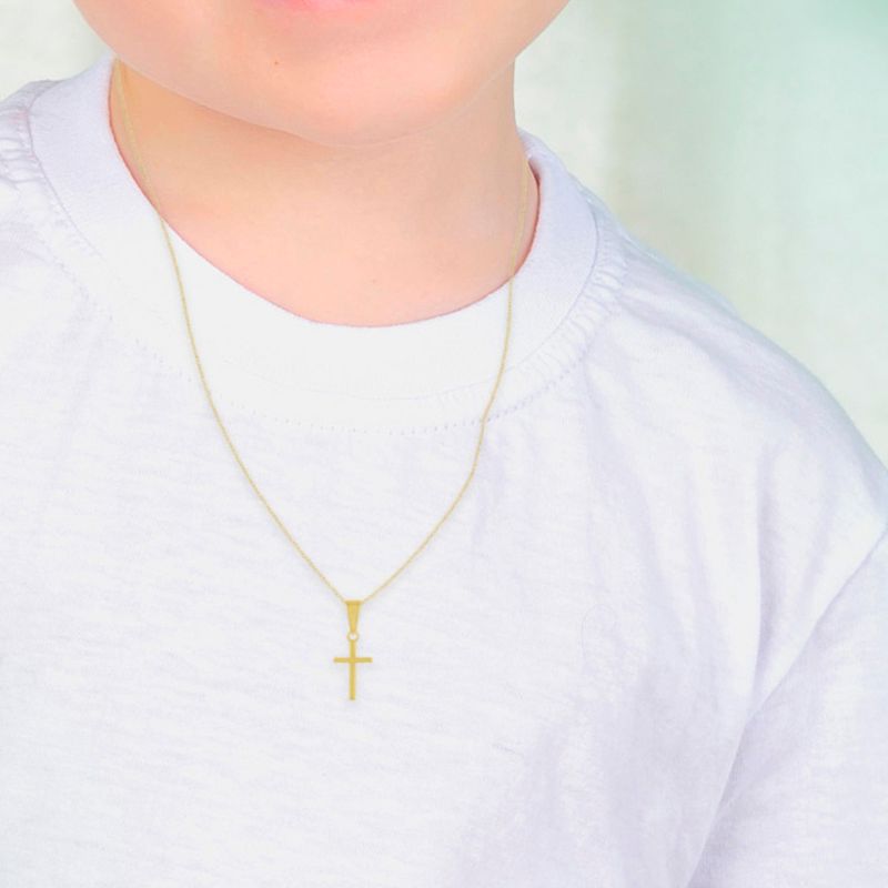 Girls' Tiny Cross Sterling Silver Gold Plated Necklace - In Season Jewelry, 3 of 5