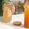True Everyday Glass Cups with Lids and Straws, Iced Coffee Cups w/ Bamboo Lids, Kitchen Gifts, Beer Can Cocktail Glasses or Drinking Glasses Set of 4 - 2 of 4