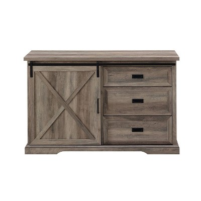 Orson Transitional Sliding X Barn Door Sideboard with 3 Drawers - Saracina Home