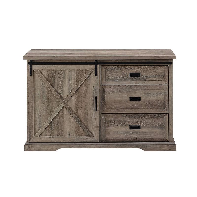 Orson Transitional Sliding X Barn Door Sideboard with 3 Drawers - Saracina Home, 1 of 8