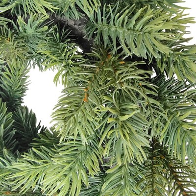 Green Pine Artificial Christmas Wreath with Two-Toned Tips