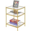 HomeStock Belmont Royal Crest End Table with Chrome Frame and Three Tiers of Glass Shelves, Modern Accent Table for Storage and Display at Home - 4 of 4
