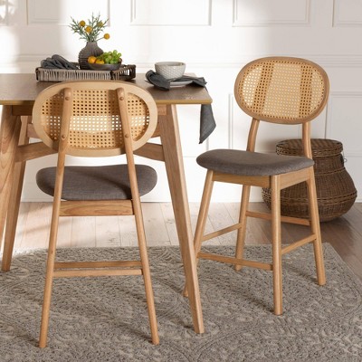 Tormod Backed Cane Counter Height Barstool Natural good - Project 62™