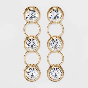 Women's Round Crystal Stud Earring - A New Day™ Gold
