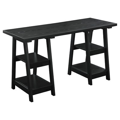 Double Trestle Desk Black - Breighton Home