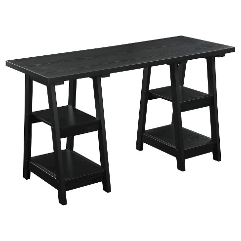 Double Trestle Desk Black Johar Furniture Target