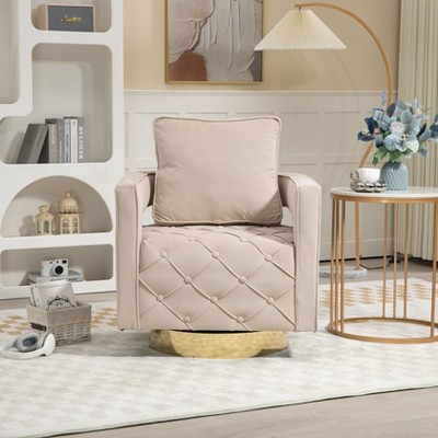 NicBex Swivel Accent Chair Modern Accent Chair with Pillow, Velvet Armchair Side Chair with Tufted Button for Living Room, Bedroom, Office