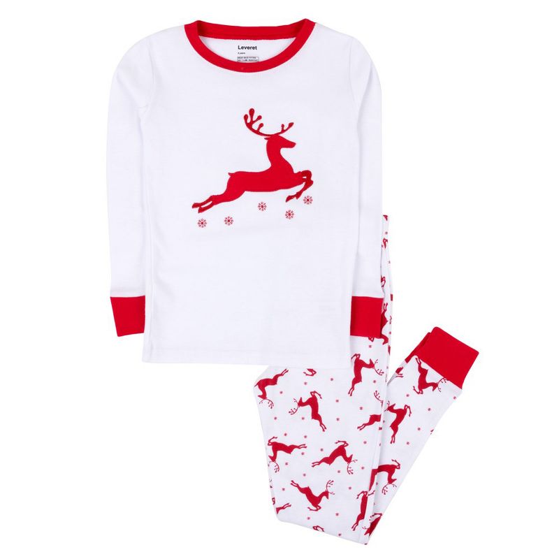 Leveret Kids Two Piece Cotton Christmas Pajamas, 1 of 4