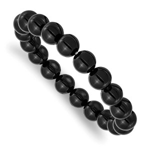 Black Bow Jewelry 10mm Agate Beaded Stretch Bracelet, 6.5 Inch - 1 of 4