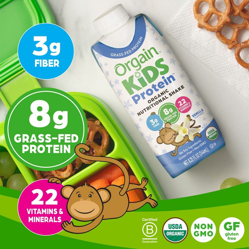 Orgain Kids Vanilla Protein Shake - 4pk/8.25 fl oz Cartons, 4 of 8