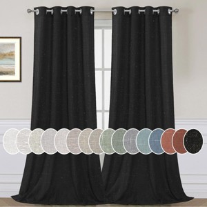Living Room Linen Curtains Nickel Grommet Energy Saving Light Filtering Semi Sheer Curtain - 1 of 4