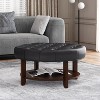 Sapphtopaz Modern Ottoman with Open Storage Shelf PU Upholstered Foot Stool with Button Tufted Wood Shoe Storage Bench for Living Room,Bedroom - 3 of 4