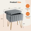 TiramisuBest Vanity Stool Chair with Storage, Faux Fur Ottoman Makeup Stool with 4 Metal Legs, Small Footrest Seat for Bedroom,Gray - 4 of 4