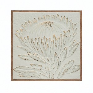 Wood Framed Metal Wall Decor with Embossed Protea: Modern Style, Fir & Iron - Storied Home - 1 of 2