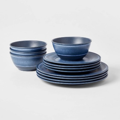 Threshold Blue Elemental Ocean Salad Plates 7 5/8" Stoneware EUC 