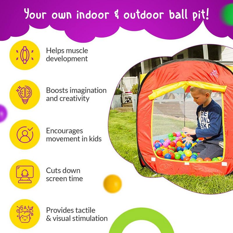 Kiddey Ball Pit Play Tent, Perfect Playhouse for Kids, Foldable and Easy Set Up, 5 of 7