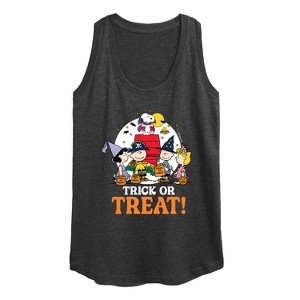 Women's - Peanuts - Trick Or Treat Moonlight Graphic Racerback Tank - 1 of 4