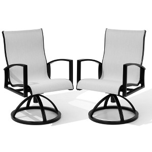 Crestlive Products Aluminum Patio Dining Chairs Outdoor Dining Armchair With Sunbrella (Set of 2) - 1 of 4