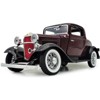 1932 Ford 3-Window Coupe Burgundy with Black Top 1/18 Diecast Model Car by Road Signature - 2 of 3