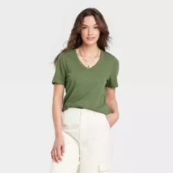 Women's Short Sleeve Relaxed Fit V-Neck T-Shirt - Universal Thread™ Dark Moss Green XXL