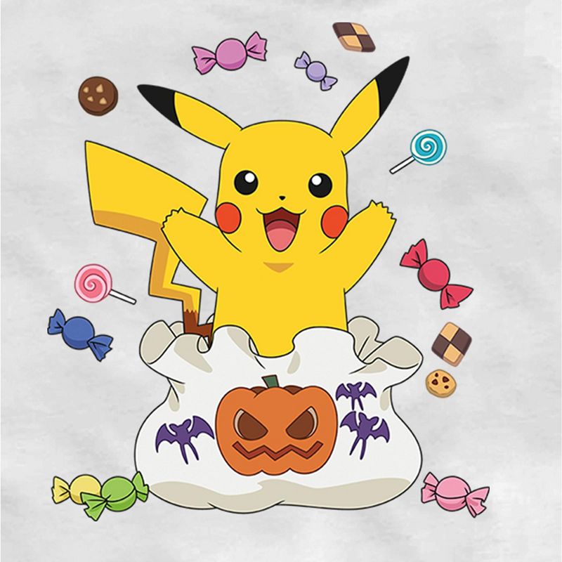 Men's Pokemon Halloween Pikachu Candy Bag Baseball Tee, 2 of 5