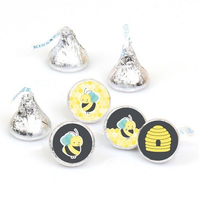 Big Dot of Happiness Honey Bee - Baby Shower or Birthday Party Round Candy Sticker Favors - Labels Fits Chocolate Candy (1 sheet of 108)