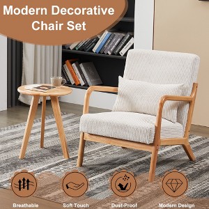 Racxily Modern Accent Chair&Coffee Table Set, Vintage Luxury Style, Leisure Chair(Beige)& coffee table (Natural Wood), for living rooms and bedroom - 1 of 4