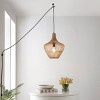 13" 1-Light Lucas Farmhouse Coastal Rattan LED Pendant Brown - JONATHAN Y: Swag Ceiling Fixture, UL Listed - 3 of 4