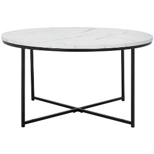 Pia Marble Coffee Table - White Marble/Black - Safavieh - 1 of 4
