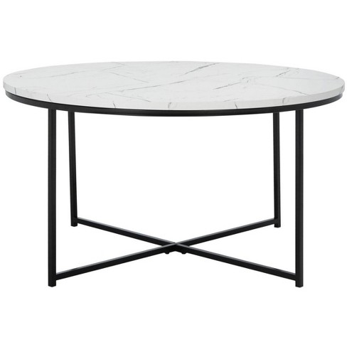 Pia Marble Coffee Table - White Marble/black - Safavieh : Target
