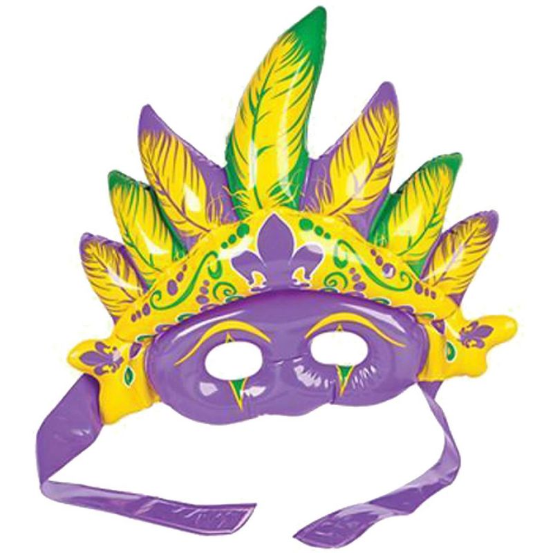 KOVOT Set of 12 Inflatable Mardi Gras Masks | 12" Inflatable Mask for Carnivals and Dress-Up, 2 of 3