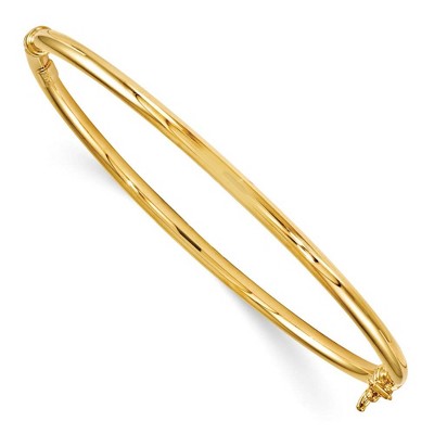 Black Bow Jewelry 3mm 14k Yellow Gold Classic Polished Hinged Bangle Bracelet