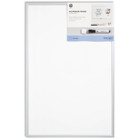 U Brands 23"x35" Magnetic Dry Erase Board Silver With Marker :