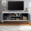 60" Mirrored TV Stand for 65+ Inch TV, Media Console Table with Open Storage and 2 Cabinets, Diamond Pattern Mirror Doors for Living Room - 3 of 4