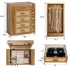 5-Layer Rattan Jewelry Box with Mirror & 4 Drawers, Wooden Organizer Storage for Rings, Earrings, Necklaces & Watches - 2 of 4