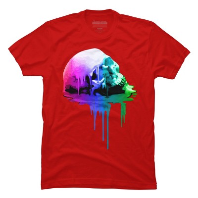 Men's Design By Humans Melting Skull with Vibrant Colors By robotface T-Shirt