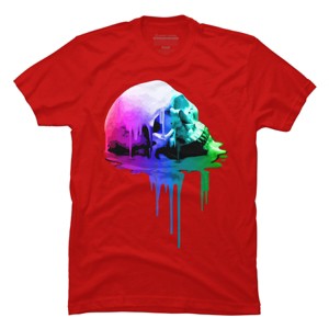 Men's Design By Humans Melting Skull with Vibrant Colors By robotface T-Shirt - 1 of 4