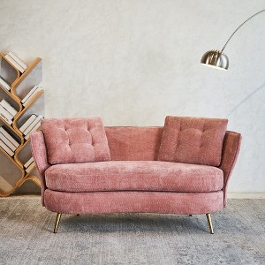 Loveseat Sofa Upholstered Couch with Golden Metal Legs,White/ Yellow/Orange/Blue/Gray/Black/Pink, 4W-ModernLuxe - 1 of 4