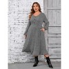 Women's Plus Size Sweater Dress Casual V Neck Long Sleeve Fall Winter Knit Dress with Pockets - 2 of 4