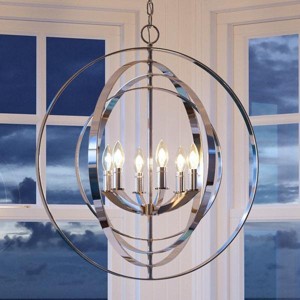 Urban Ambiance Luxury Luxe Industrial Chandelier,  30"H x 27-3/4"W,  Polished Nickel Finish, UHP2328 - 1 of 4