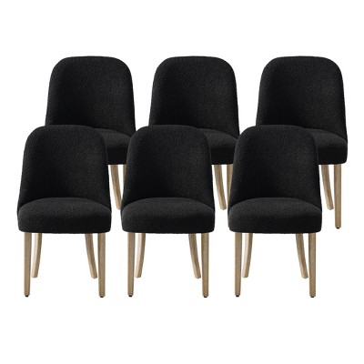 WestinTrends Genevieve Mid-Century Modern Upholstered Boucle Dining Chair (Set of 6)